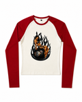 Top manches longues VVS 187 Fireball — Écru & Rouge (femme)