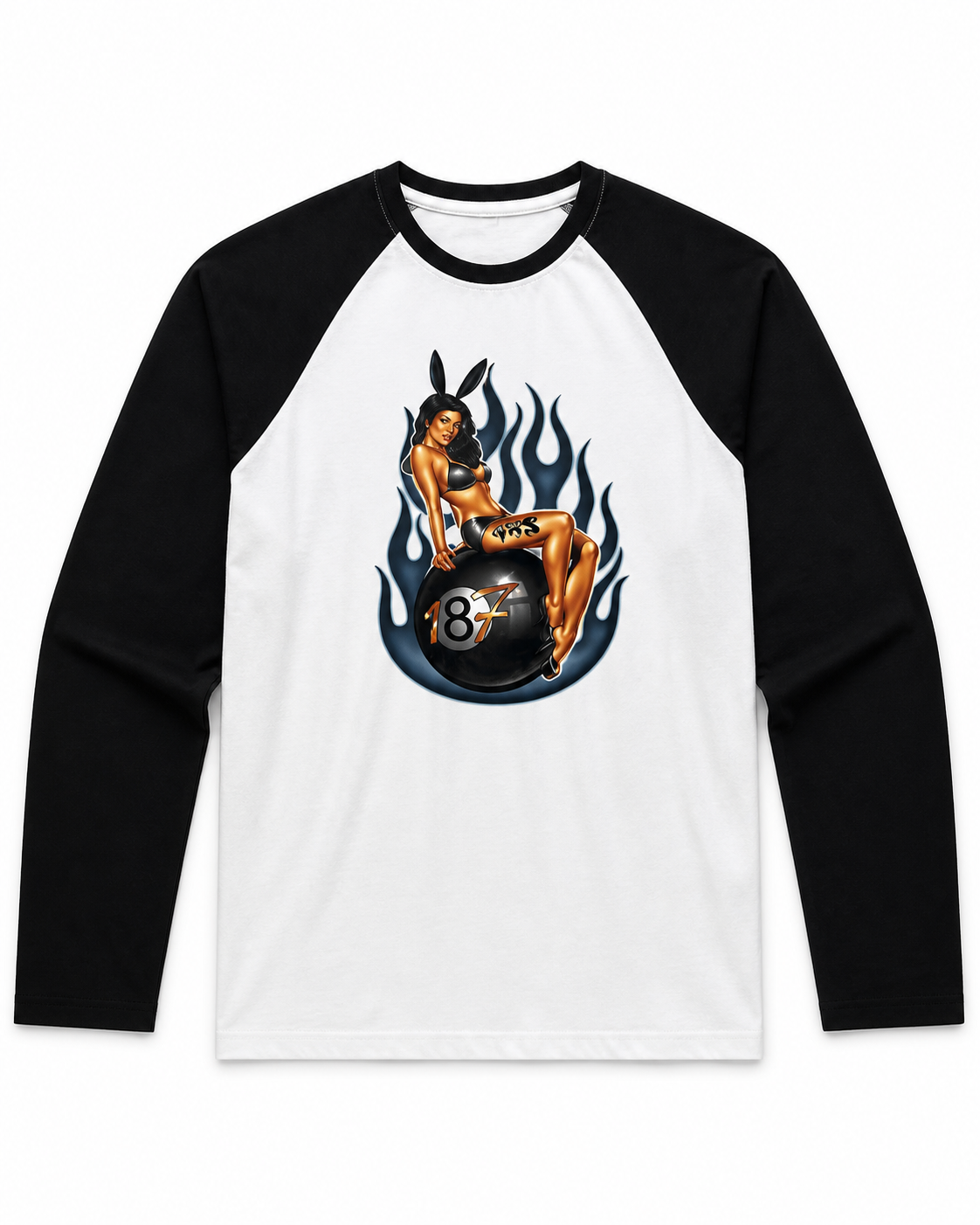 Tshirt manches longues VVS 187 Fireball — Écru & Noir (homme)