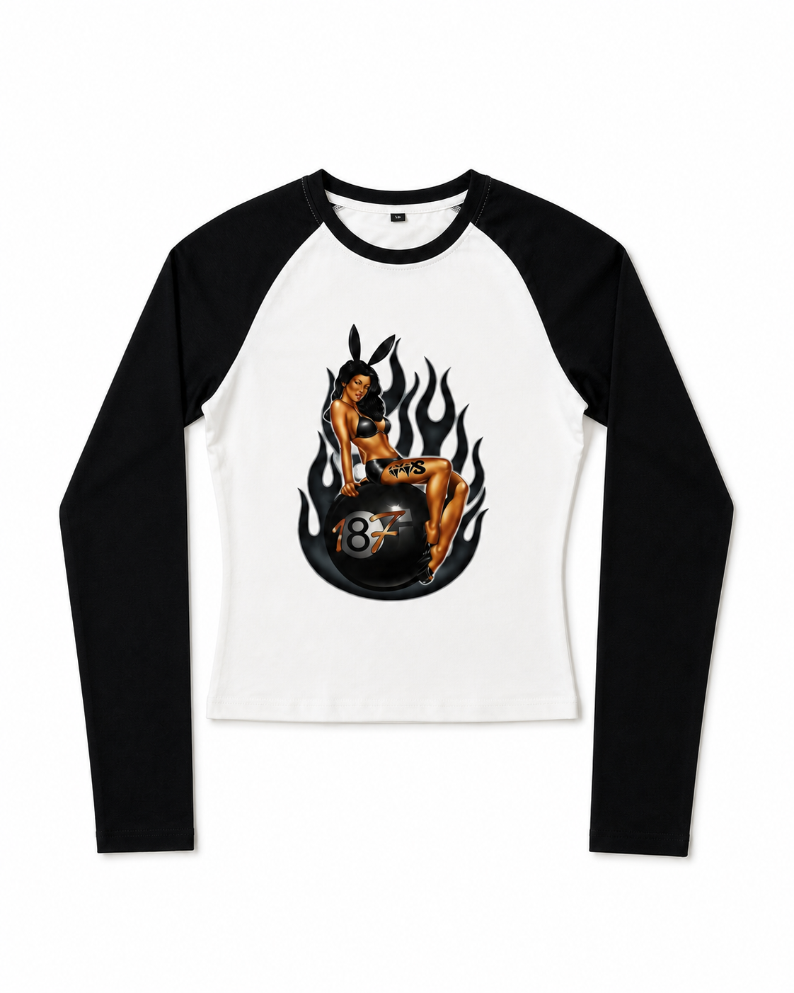 Top manches longues VVS 187 Fireball — Écru & Noir (femme)